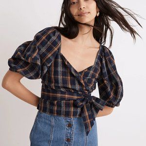 NWT XXS Madewell Sweetheart Wrap Top in Plaid. SOLD OUT